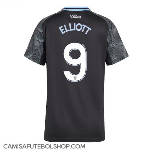 Camisa de time de futebol Aston Villa Harvey Elliott #9 Replicas 2º Equipamento Feminina 2025-26 Manga Curta